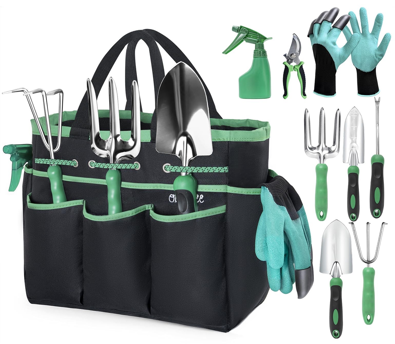 Garden Tool Set with Bag and Gloves, Heavy Duty Stainless Steel Gardening Too…