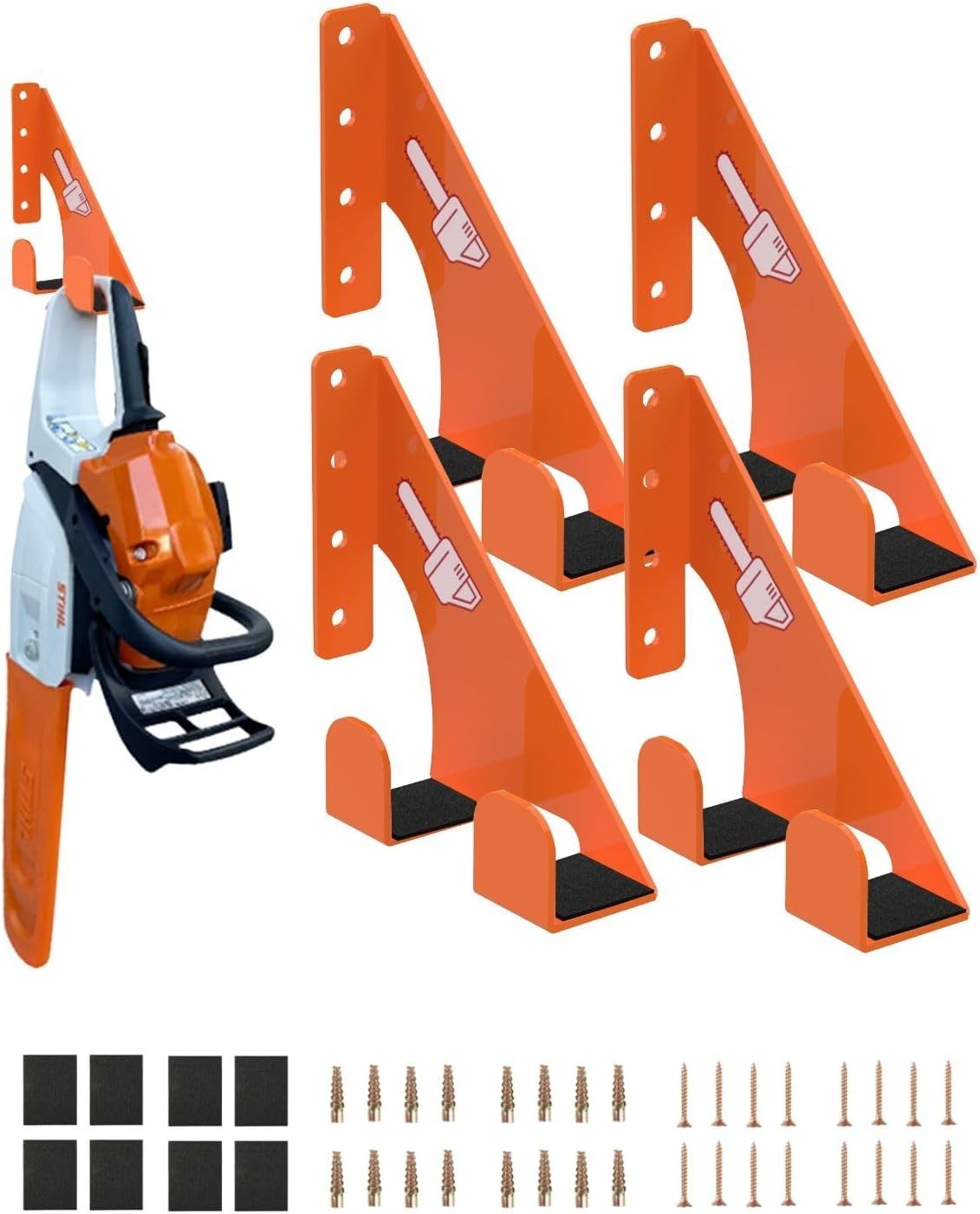 Weedeater Rack & Snow Shovel Hanger 4 Pack 180LB Heavy-Duty Alloy Steel Wall